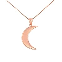 ROSE GOLD CRESCENT MOON PENDANT NECKLACE - Gold Purity:: 10K, Pendant/Necklace Option: Pendant Only