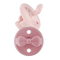 Itzy Ritzy Sweetie Soother Silicone Orthodontic Pacifiers with Collapsible Handle & Two Air Holes for Added Safety, Set of 2 in Ballet Slipper & Primrose for Ages 0-6 Months