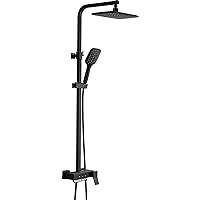 Rainfall Shower Head Systems, Exposed Rain Mixer Shower Combo Set with Bath Filler, High Pressure Rain Shower Head and Multifunction Hand Shower, Height Adjustable,black