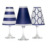 WS132 Nantucket Paper White Wine Glass Shade, Navy (Pack of 6)