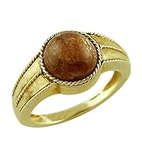 Carillon Sun Stone Oval Shape Natural Non-Treated Gemstone 14K Yellow Gold Ring Engagement Jewelry for Women & Men