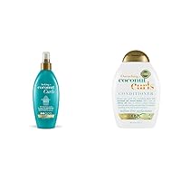 OGX Coconut Curls Finishing Mist (4021) 6 Fl Oz & Quenching Conditioner for Curly Hair with Coconut/Citrus 13oz