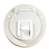 RV Designer B120, Round Electrical Cable Hatch, Basic, Replaceable Lid, 4.3 inch Diameter, Polar White