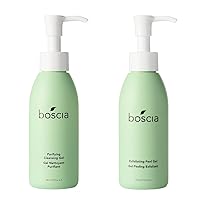 boscia - Exfoliating Peel Gel & Purifying Cleansing Gel - Vegan, Cruelty-Free, Natural Skin Care - Bundle