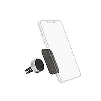 Hama Universal Aluminium Car Phone Holder with Magnetic Car Phone Holder, Air Vent Mount, 360° Swivel, Includes 2 Metal Plates, Black/Grey