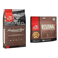 ORIJEN Dry Dog Food for All Breeds, Regional Red, Grain Free & Poultry Free, High Protein, Fresh & Raw Animal Ingredients, Regional Red, 25lb + Treats