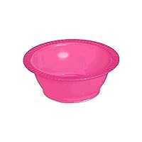 Amscan Girls Premium Plastic Bowls, 12 oz, Bright Pink