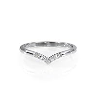 Moissanite Curve Eternity Wedding Band Solid 14K White Gold/925 Sterling Silver Round Cut 0.20 Ct Gift For Her
