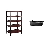 Pangea Audio Vulcan Rack and Drawer Bundle Rosenut Red Five Shelf Audio Rack Media Stand Components Cabinet and Penta Media Storage Drawer 5.75 Inch High