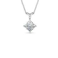 2 To 5 Carat LAB GROWN Diamond Solitaire Pendant IGI Certified 14K Gold 4 Prong Diamond Pendant Necklace For Women Very Good Cut Lab Created Diamond Necklace (G-H, SI1-SI2, 2-5 C.t.w)