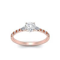 Choose Your Gemstone Pear 3 Stone Cathedral Diamond CZ Ring Rose Gold Plated Round Shape Petite Engagement Rings Matching Jewelry Wedding Jewelry Easy to Wear Gifts US Size 4 to 12