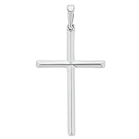 Solid 14K White Gold Simple Cross Charm Pendant