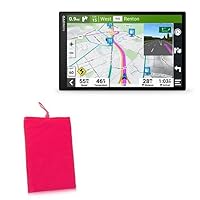 BoxWave Case Compatible with Garmin DriveSmart 86 - Velvet Pouch, Soft Velour Fabric Bag Sleeve with Drawstring - Cosmo Pink