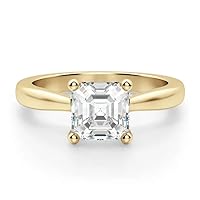 18K Solid Yellow Gold Handmade Engagement Ring 1.00 CT Asscher Cut Moissanite Diamond Solitaire Wedding/Bridal Ring for Women/Her Gorgeous Ring