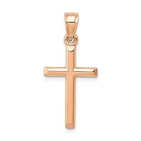 14 kt Rose Gold Themed Polished Hollow Cross Charm 25 mm x 12 mm