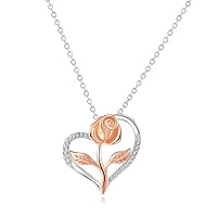 New Love Rose Color-Separated Electroplated Pendant Necklace Female(3)