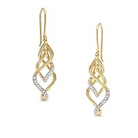 0.20 CT Round Cut Created Diamond Intertwined Drop Dangle Earrings 14k Yellow Gold Over