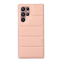 Fashion Down Jacket Phone Case for Samsung Galaxy S22 Ultra PU Leather Case Soft Silicone Cover for Samsung S22 Plus Fundas (Pink,for Samsung S22Ultra)