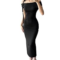 Solid Minimalist Backless Boat Neck Bodycon Dress, Elegant Comfort Cap Sleeve Long Dress for Women