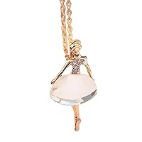 Women Girls Crystal Ballet Dance Girl Pendant Necklace Sweater Chain Necklace Durable and Clever As Shown