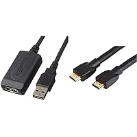 Amazon Basics USB 2.0 Active Extension Cable Type A-Male to A-Female Long Cord - 32 Feet (9.75 Meters) & CL3 Rated High-Speed 4K HDMI Cable - 25 Feet