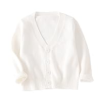 Unisex Toddler Baby Boys' Girls' Cardigans Sweater V-Neck Long Sleeve Button Soild Cotton Basic Knit Sweaters