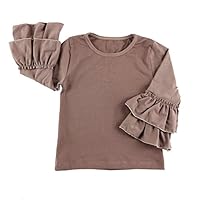 Baby Girls Cotton Ruffle T Shirt Tops Medium Brown