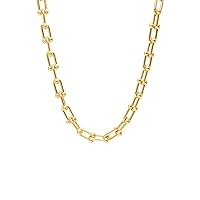 LUREME 18K Gold U Shaped Link Chain Choker Necklace Titanium Bold Chunky Necklace for Women (nl006277)