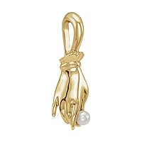 14k Yellow Gold Pearl Cultured White Seed 2mm Polished White Buddha Hand Pendant Necklace Jewelry Gifts for Women