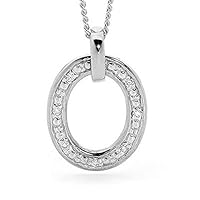 0.04 CT Round Cut Created Diamond Oval Drop Pendant Necklace 14k White Gold Over