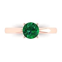 1.1 ct Brilliant Round Cut Solitaire Simulated Emerald Classic Anniversary Promise Bridal ring 18K Rose Gold for Women