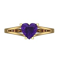 Clara Pucci 1.50 ct Heart Cut Solitaire split shank Natural Amethyst Engagement Bridal Promise Anniversary Ring 14k Yellow Gold