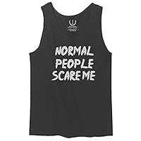 Normal People Scare Me Hilarious Graphic Funny Cool Men's Tank Top (Charcoal, Small)
