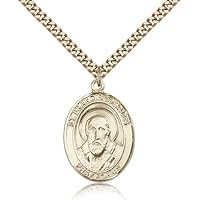 Saint Francis De Sales Medals - Gold Plated St. Francis de Sales Pendant Including 24 Inch Necklace