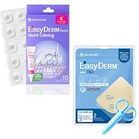 EasyDerm Quick Calming Patches (10 Patches) and Thin Hydrocolloid Large Wound Dressing 4”x4” (2 Dressings)