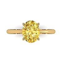 Clara Pucci 2.0 ct Oval Cut Solitaire Natural Yellow Citrine Engagement Wedding Bridal Promise Anniversary Ring 18K Yellow Gold