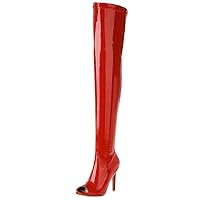 Women's Summer Sexy Stiletto high Heels Open Toe Over The Knee Boots Women's Stretch Thigh high Boots Long Boots Patent Leather Over The Knee Open Toe high Heels Jazz Dance Party Shoes