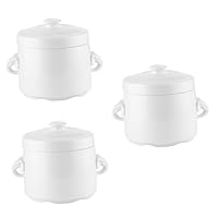 BESTOYARD 3 Pcs Ceramic Stew Pot White Ceramics Binaural Clay Pot