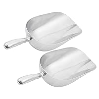 (Set of 2) 85 oz Aluminum Scoop with Contoured Handle, Large Utility Scoop by Tezzorio, One-Piece Heavy Duty Aluminum Scoop for Dry Goods, Spices, Candies, Popcorn, Flour