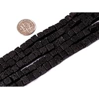 6mm Square Black Lava Rock Beads Strand 15 Inch Jewelry Making Beads