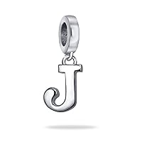 Personalized Gift Dangle Block Letter A-Z Alphabet Initial Charm Bead For Women For Teen Solid .925 Sterling Silver Fits European Bracelet