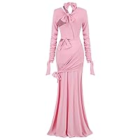 HOT Fashionista Knotted Cutout Slit Maxi Dress Pink