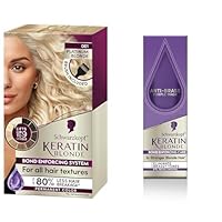 Schwarzkopf Keratin Blonde Permanent Hair Dye, Platinum Blonde 001, Ultra Lightening Kit + Schwarzkopf Keratin Blonde, Anti-Brass Purple Mask
