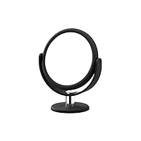 Danielle Creations 6.75-Inch Portable Two-Sided Vanity Round Vanity Makeup Mirror, No-Slip Soft Touch with 360 Rotation, 12x Magnification, Midnight Matte Black