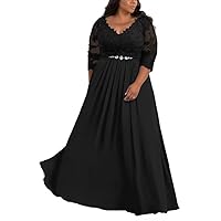 Mother of The Bride Dresses Lace Chiffon Formal Evening Dresses V Neck Wedding Guest Dresses for Women Plus Size