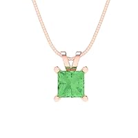 Clara Pucci 0.50 ct Princess Cut unique Fine jewelry Green Simulated Diamond Nano Solitaire Pendant With 16