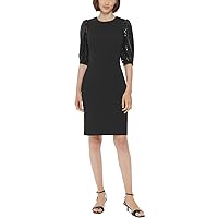Calvin Klein Womens Sequined Midi Cocktail and Party Dress Black 6
