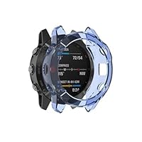 TPU Watch Case for Garmin Fenix 7S 7 7X 6 6S 6X Pro 5X 5 5SPlus Smart Watch Protective Frame Shell Replace Shockproof Clear Case (Color : Blue, Size : 26mm Fenix 6X 6XPro)