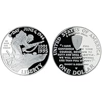 1991 W - 1995 World War II Dual-Dated 50th Anniversary Commemorative Proof Dollar US Mint DCAM