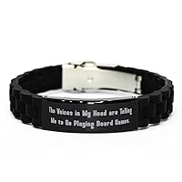Useful Board Games Gifts, The Voices in My Head are Telling Me to Go Playing, Fun Holiday Black Glidelock Clasp Bracelet from Men Women